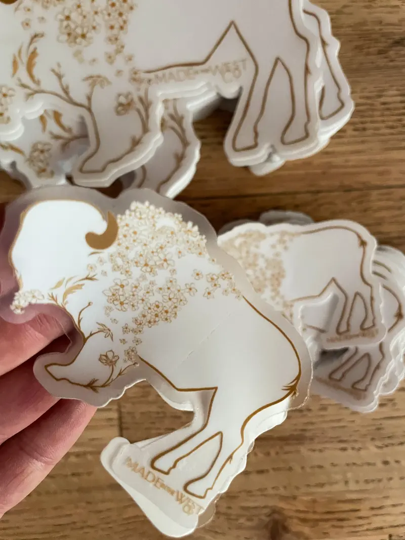 Small Wild Daisy Bison Graphic Sticker 1