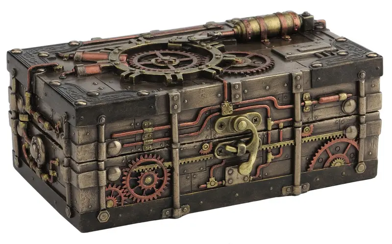 Steampunk Gear Motif Hinged Storage Box 1