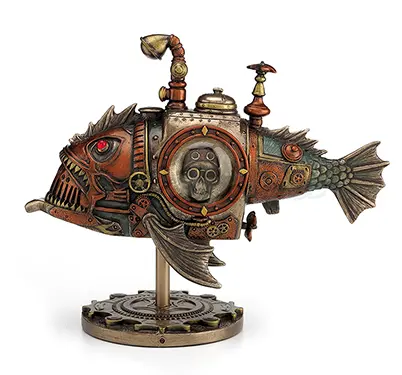 Steampunk-Inspired Fish-Shaped Submarine Art Piece 1