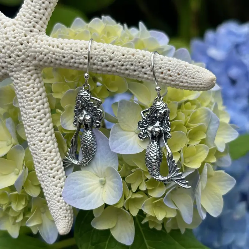 Sterling Silver Mermaid Earrings – Delicate Oceanic Jewelry 1