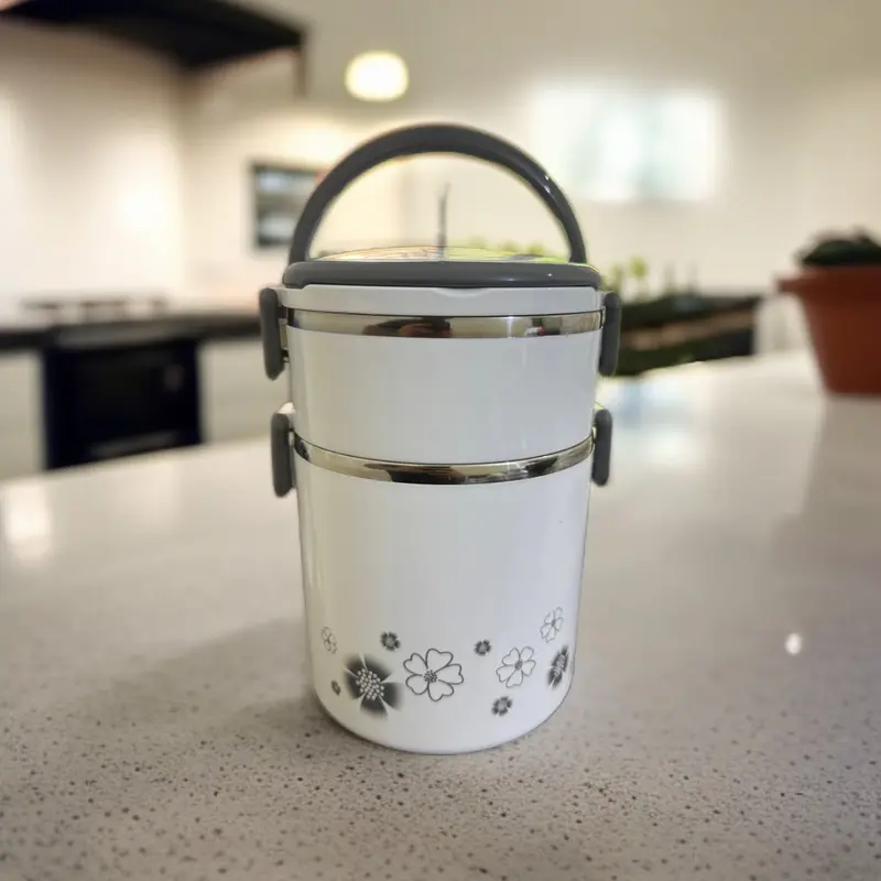 Two-Tier Stackable Lunch Container – White 1
