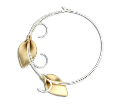 Two-Tone Leaf-Shaped Hoop Earrings 1