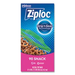 Ziploc Seal Top Snack-Sized Bags – 10 Oz Capacity, 6.5" X 3.25", Clear, 90 Per Box (12 Boxes Per Carton) 1