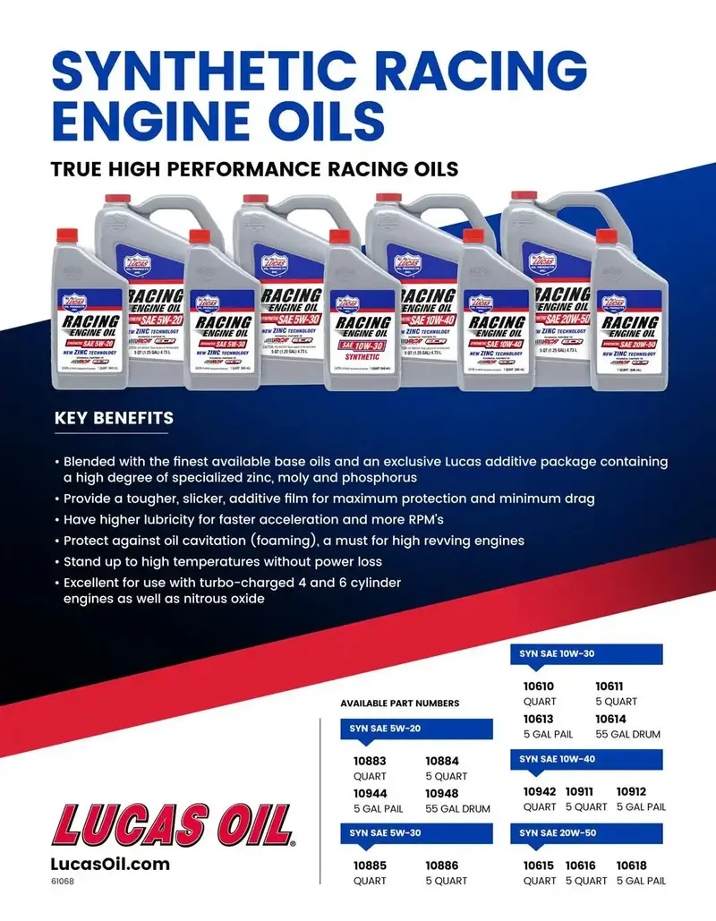 Lucas Oil 10621 Sae 20W-50 High-Performance Racing Motor Oil 1