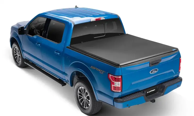 Lund Genesis Tri-Fold Tonneau Cover – Black Leather-Grain Finish For Secure Truck Bed Protection 1